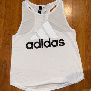 Adidas Women's White and Black Logo Tank Top